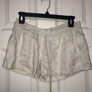 roxy white rope drawstring shorts